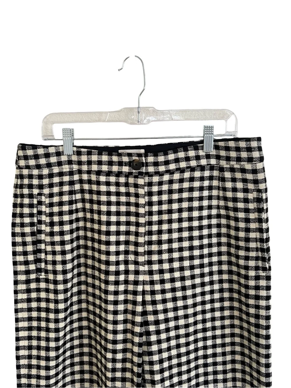 Sezane Martin Crop Trousers in Black and Ecru Gingham FR 44 / US 12
